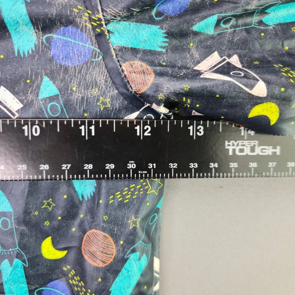 Cat & Jack Rain Jacket Space Rocket Ship 3T Blue Hooded Windbreaker Lined Pocket